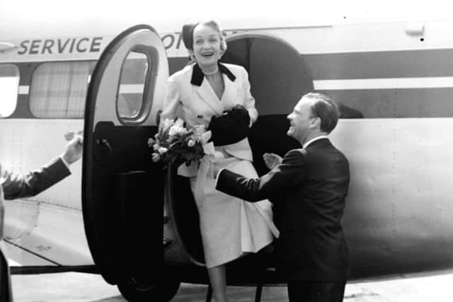 Marlene Deitrich and Harold Fielding in Blackpool, in 1955