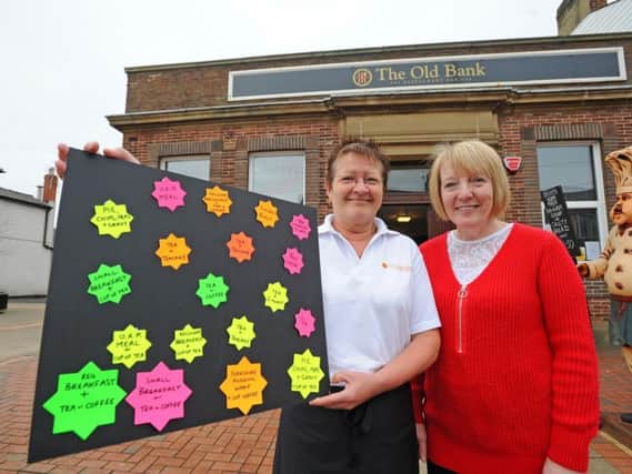 Debbie Ethell (left) and Rosalyn Jefferson outside the Old Bank in Fleetwood