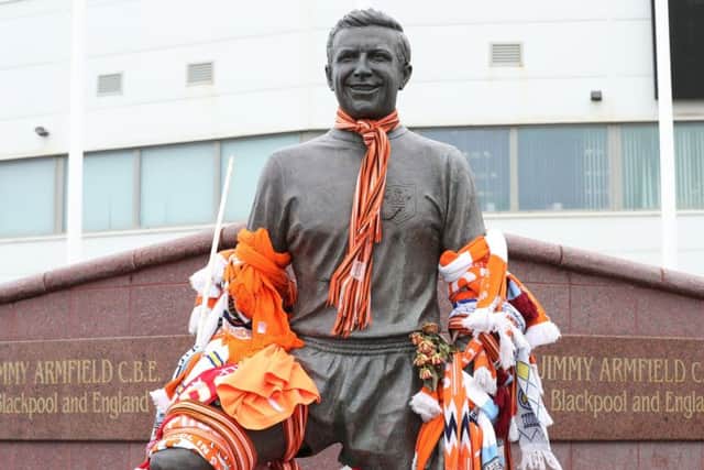 Jimmy Armfield statue ahead of his funeral cortege