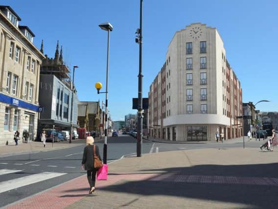 An artists impression of the Premier Inn hotel proposed for the Yates's site
