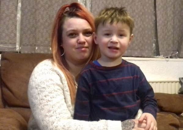 Nicole Brodie, with son Daniel, says she was humiliated on a tram journey home.