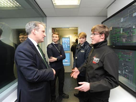 Education Secretary Damian Hinds meets students at Blackpool and the Fylde College Nautical Campus