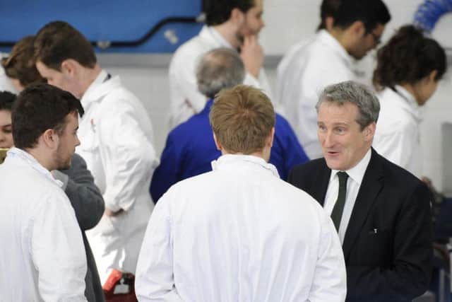 Education Secretary Damian Hinds meets students in the Marine Engineering Centre
