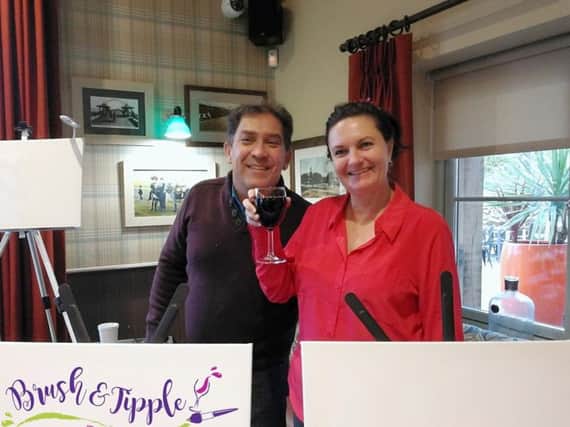Tom and Kim Heubner who have launched their Brush & Tipple business to get people into painting in a social environment