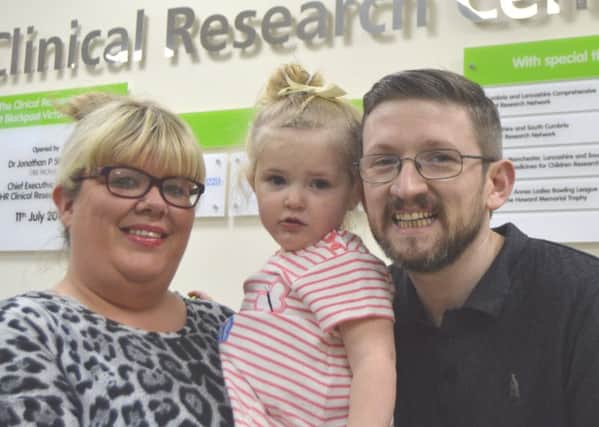 Lesley and John Howard with daughter Daisy-Mae, who took part in a new pre natal study, carried out by the University of Cumbria ultrasound laboratory in Lancaster and Blackpool Victoria Hospital.