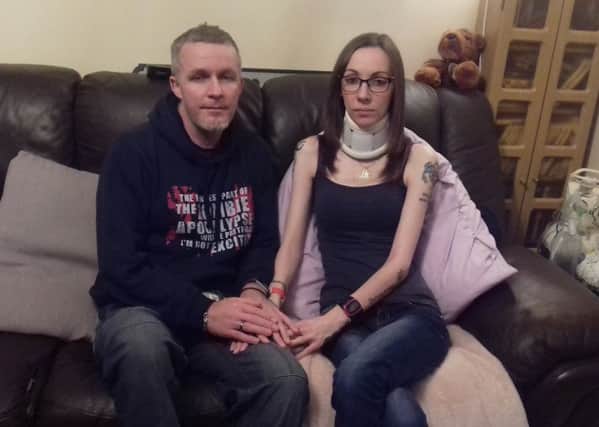 Vicky Nash, with partner David Robinson, is hoping to beat her health problems.