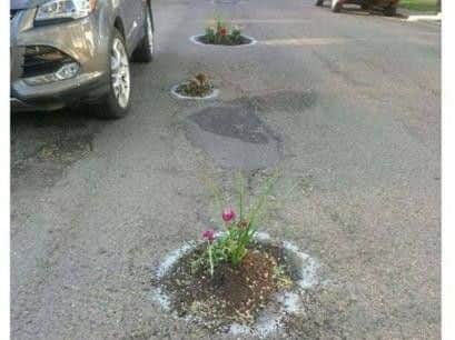 Another  mocked-up image designed to highlight the potholes issue  in a humorous manner