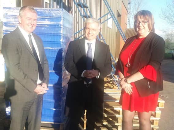Glenn Broomfield with MP Mark Menzies and Alison Dearden at Alison Handling