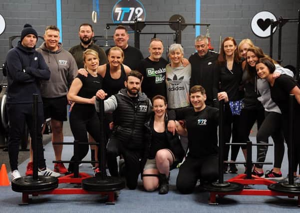 The T12 Gym in Marton held a charity 'prowler push', with each person taking part having to push a weighted sled a total of one kilometre.
The fundraisers taking part.  PIC BY ROB LOCK
10-2-2018
