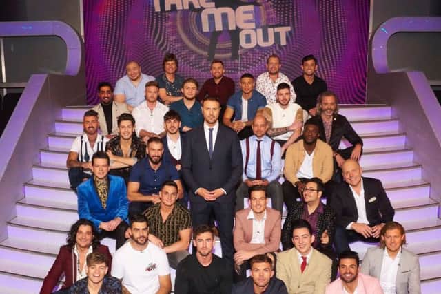 Sean Smith from Thonton (on right of third row) among Paddy's Favourite Boys on the ITV Take Out 10th anniversary special