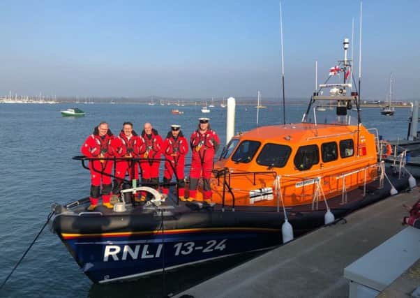 Lytham St Annes crew on board the Barbara Anne at Poole. From left: Mike Gee, Rob Stephenson, Vinny Pedley, mechanic Jon Trevorrow  and deputy second coxswain Tom Stuart
