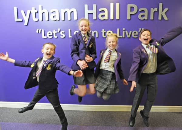 Lytham Hall Park Primary School is on the verge of being rated outstanding by Ofsted.  Pictured are Harry Craig, 9, Eleanor Channon, 11, Poppy Rowlings, 10 and Declan Aspery, 10.