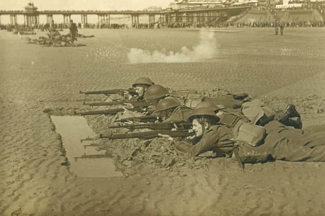 Blackpool Home Guard display, on the beach in May 1943