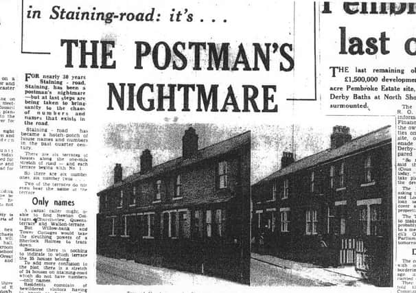 Cutting from the Gazette March 1968, about how Staining Road was a nightmare for the postman with strange house numbers