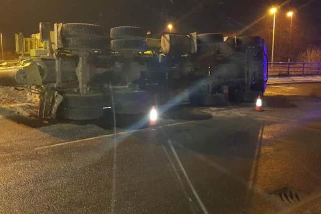 A cement mixer overturned on the M6