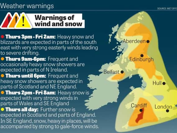 A weather warning map from the Met Office