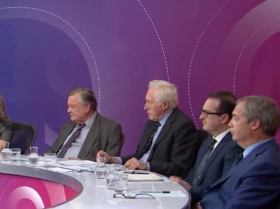 Members of the panel during the Question Time broadcast from Blackpool