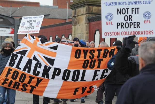 Blackpool supporters protested outside the EFL's headquarters last week