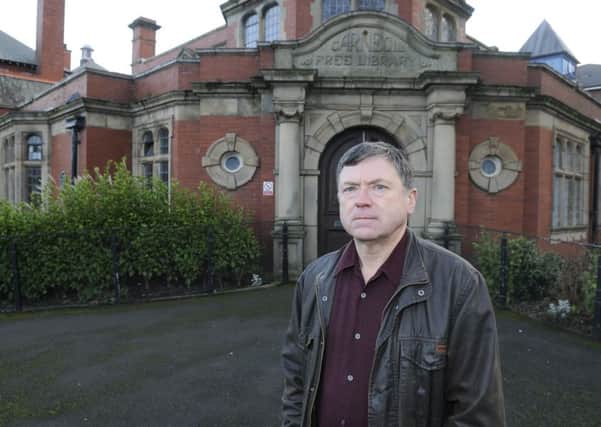 County Coun Peter Buckley outside St Annes library