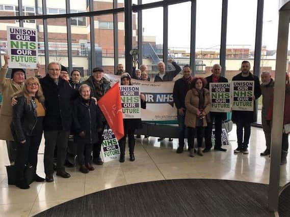 Campaigners at Blackpool Victoria Hospital