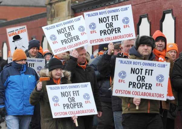 Fans on a protest march to EFL headquarters in Preston last weekend