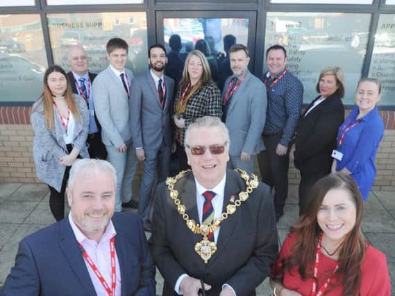 Blackpool Mayor Coun Ian Coleman opens Holt Green Training's new premises at Squires Gate