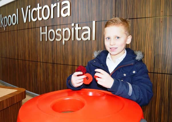 Marley Booth supports Blackpool Victoia Hospital's poppy campaign
