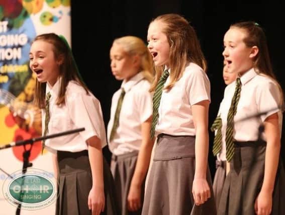 Children from Shakespeare Primary School singing at a previous Last Choir Singing heat.