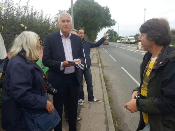 Blackpool South MP Gordon Marsden pictured at the Preston New Road fracking site