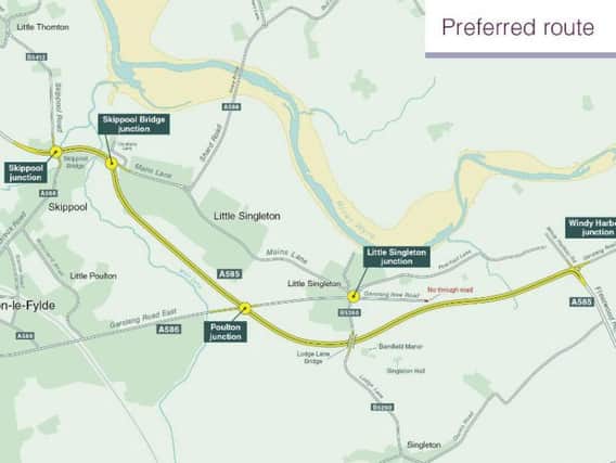 The preferred route for the A585 bypass