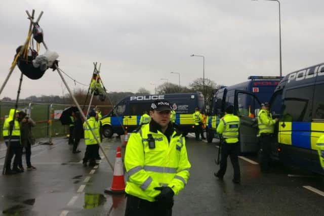 Protests at the site yesterday