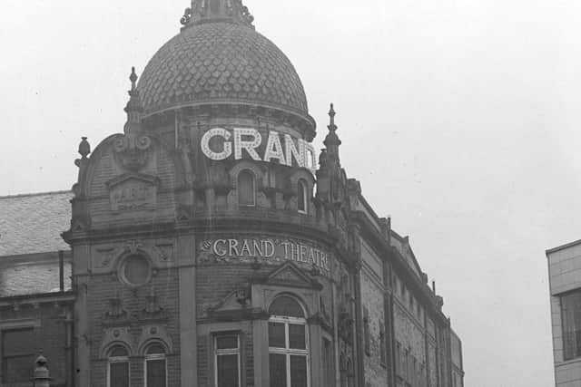 The Grand Theatre, Blackpool on wet winter's day in 1956. The theatre had been closed for winter for financial reasons and it was hoped that John Slater in the Brian Rix farce "Dry Rot" may tempt theatre-goers from their Christmas festivities at the re-opening on Christmas Eve