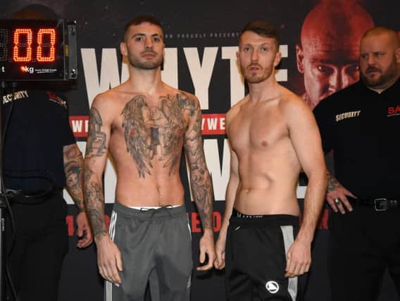 Ritson and Cardle (right) at yesterday's weigh-in
Picture: Chris Dean / Matchroom