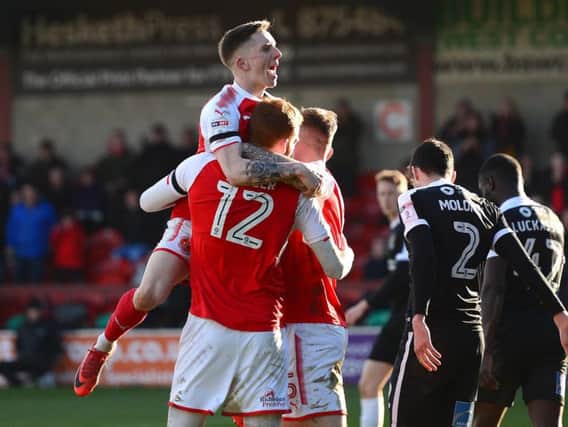 Fleetwood celebrate their second goal against Northampton
Picture: CameraSport