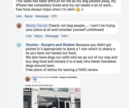The customer was not chosen to receive free food in a Pastels giveaway