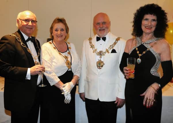 Coun Singleton (second right) at the ball with (from left)  deputy mayor Coun Ray Thomas, mayoress Geraldine Singleton, and deputy mayoress Vivien Ivell
