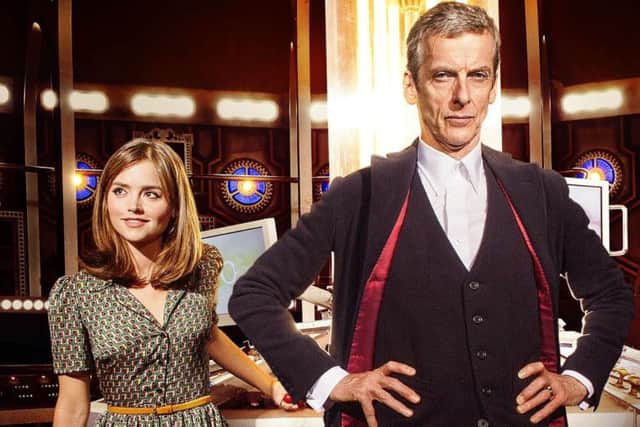 Jenna Coleman, as Clara, with Peter Capaldi as The Doctor in the BBCs Dr Who