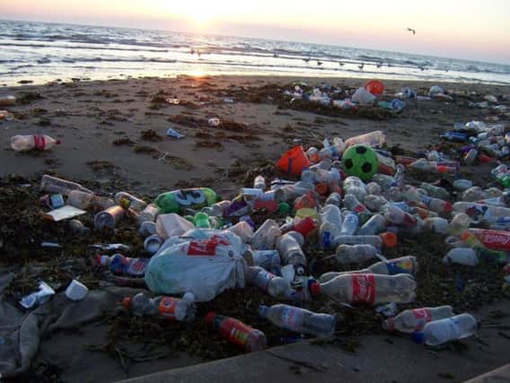 Rubbish on Blackpool beach