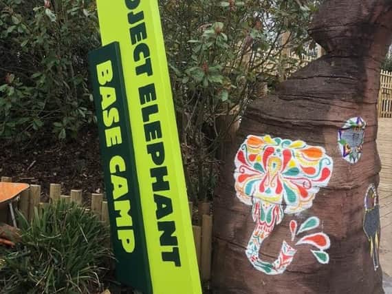 One of the signs at Blackpool Zoo for the new elephant house