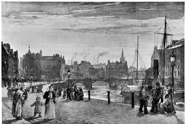 Leith in 1896 close to the docks. Image taken from The Water Of Leith, Source To Sea, with illustrations by Joseph Brown