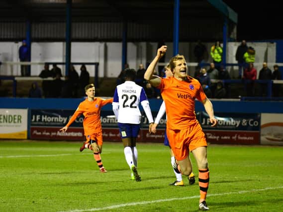 Danny Rowe scores Fylde's second Picture: STEVE MCLELLAN