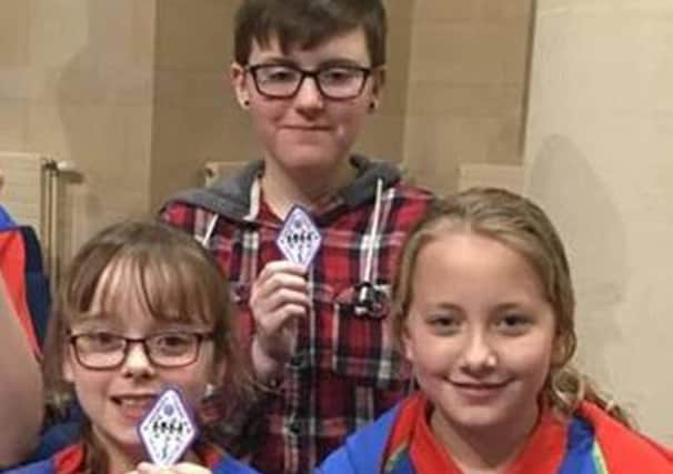 some of the Amounderness FY Rangers group on completion of the Fylde Soroptimists challenge badge.
Ruth Moore - (standing) Amounderness FY Rangers
Casey Hankey - 2nd Cleveleys St Andrews Guides
Corrine Craig -  2nd Cleveleys St Andrews Guides