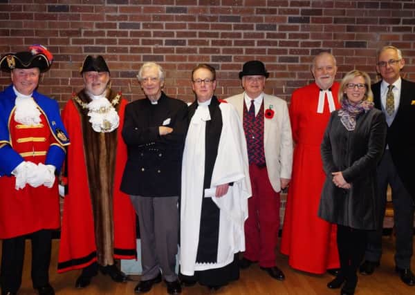 Mayoral Maundy Thursday Service
Mike Middleton, Town Crier of Poulton, John Singleton, Mayor of the Fylde, Canon Michael Taylor, Reverend Antony Hodgson, County Councillor Major Edward Nash, Canon Andrew Clitherow, Chaplain to the Queen, Mrs Nicola Clitherow and Major Richard Crawshay.