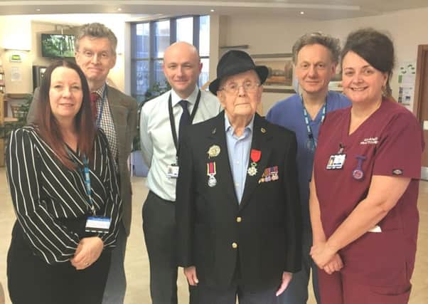 Philp Kenyon with members of the TAVI team at the Lancashire Cardiac Centre. From left: Collette Remmett, Dr David Roberts, Dr Andrew Wiper, Dr Chris Rozario and Kate Lee