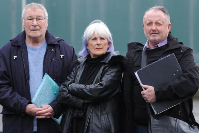 Residents from Lindsay Court at Blackpool magistrates.  Pictured are Tony Watterson, Norma Booth and Patrick Brown.
