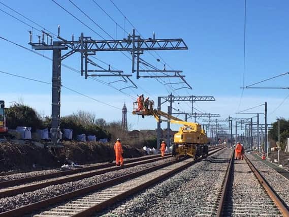 Workers on the Preston to Blackpool North train line
Photo: GNPR