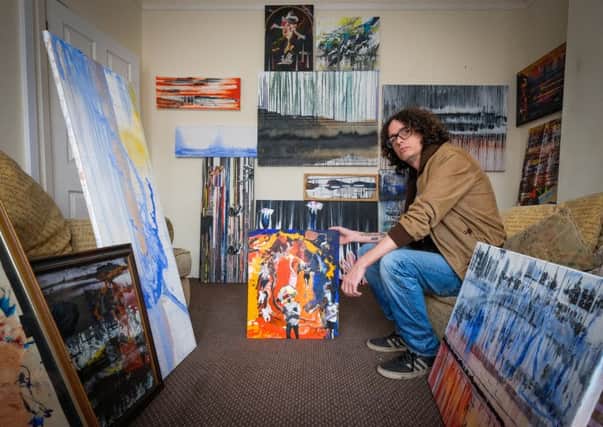 Matthew Jones, 40, is holding his first solo art exhibition called 'Art Saved My Life'. He began painting last year after years of struggles with depression, drugs and alcohol.