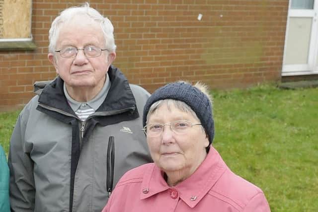 Residents living to close to Wansbeck House are unhappy about new plans for the site.  Pictured are George Leonard MBE with dog Gizmo, Dorothy Leonard, Alan Johnson and Jean Johnson.