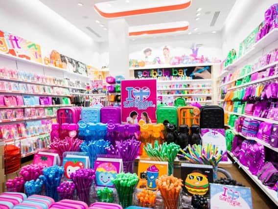 The bright interior of a Smiggle store.