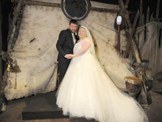 Chris Hudson and Louise Wallace had their wedding vows blessed in the Blackpool Tower Dungeon